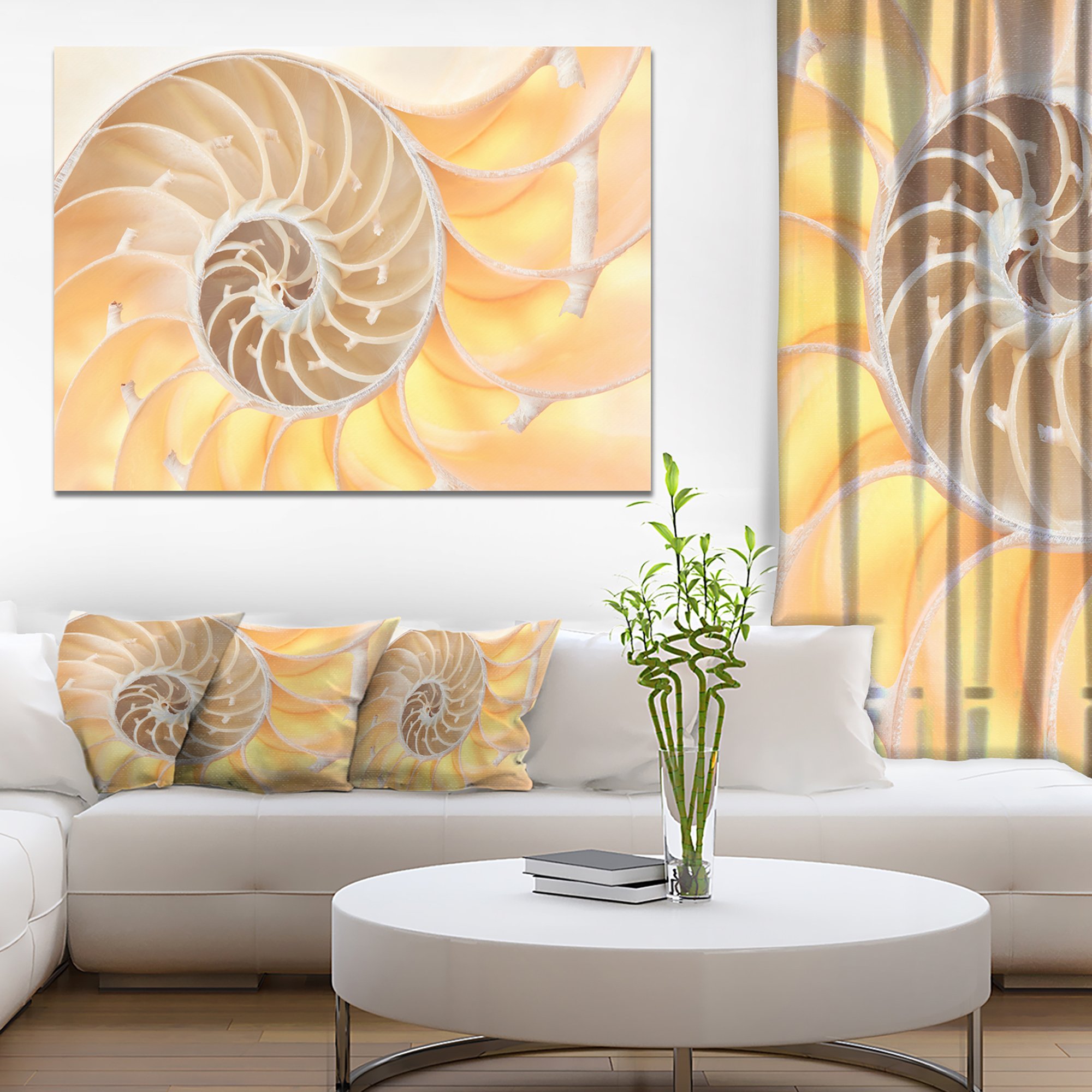 Photo 1 of ***FACTORY SEALED***Golden Nautilus Shell Pattern Abstract Canvas Art Print