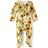 The Children's Place baby-girls And Toddler Long Sleeve 100% Cotton Zip-front One Piece Footed Pajama