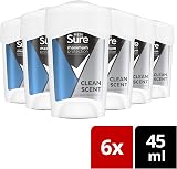 Sure Men Maximum Protection Clean Scent Cream Stick 6 Pack 45ml 96 Hour Sweat view 3
