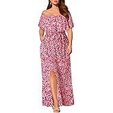 Plus Size Off The Shoulder Maxi Long Casual Beach Dress Pockets Women