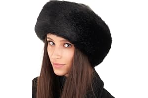Futrzane Siberian Trim Hat - Womens Leather Faux Fur Hats - Elegant Russian Hat