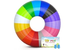 3D Pen Filament Refills 15 Colors, Each Color 16 Feet Total 240 Feet, 1.75 mm Pla Filament Comes with 2 Finger Caps & Copyboo
