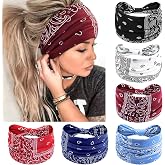 Awumbuk Wide Headbands for Women Knotted No Slip Head Bands Soft Turban Headband Hair Accessories Boho African Solid Color Head Wraps for Women Yoga Workout (Multi-colored-1)