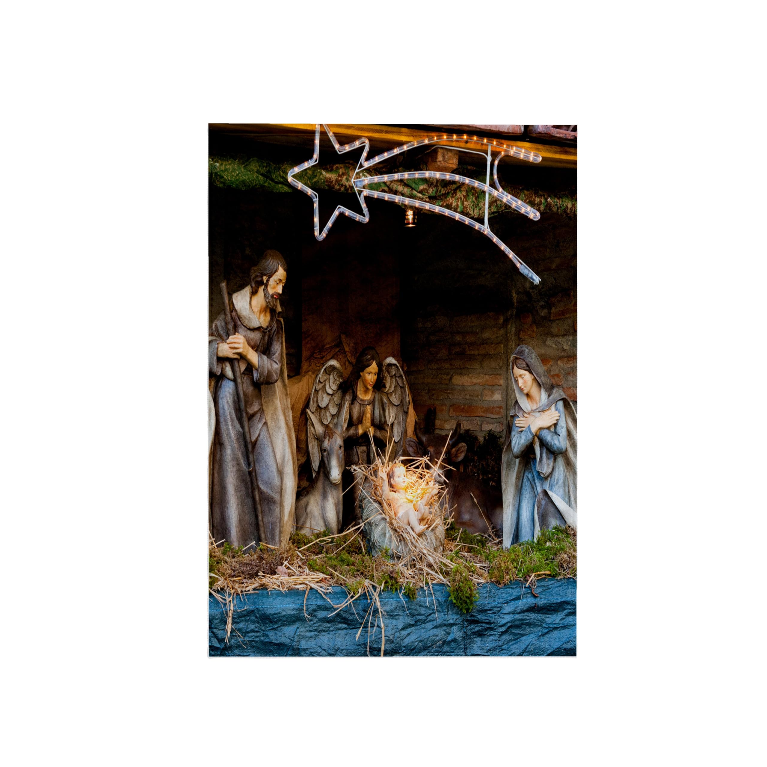 3dRose Christmas Crib at Piazza Duomo, Tuscany, Italy Towel, White, 15 x 22-Inch