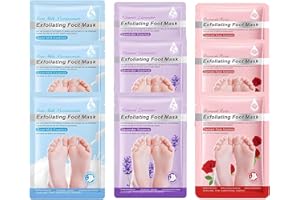ASMAYSA Foot Peel Mask 9 Pack, Exfoliating Foot Mask with Rose, Goat Milk & Lavender, Moisturizing Foot Exfoliator Peeling Masks for Dry Cracked Feet, Foot Masks to Remove Dead Skin for Men & Women