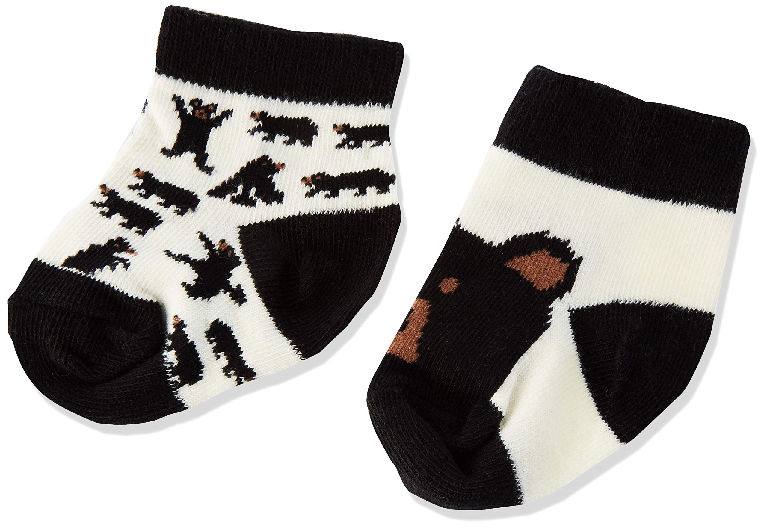 Hatley Baby Boys 2-pack Crew Socks Casual Sock, Black Bears on Natural, 0-12 Months