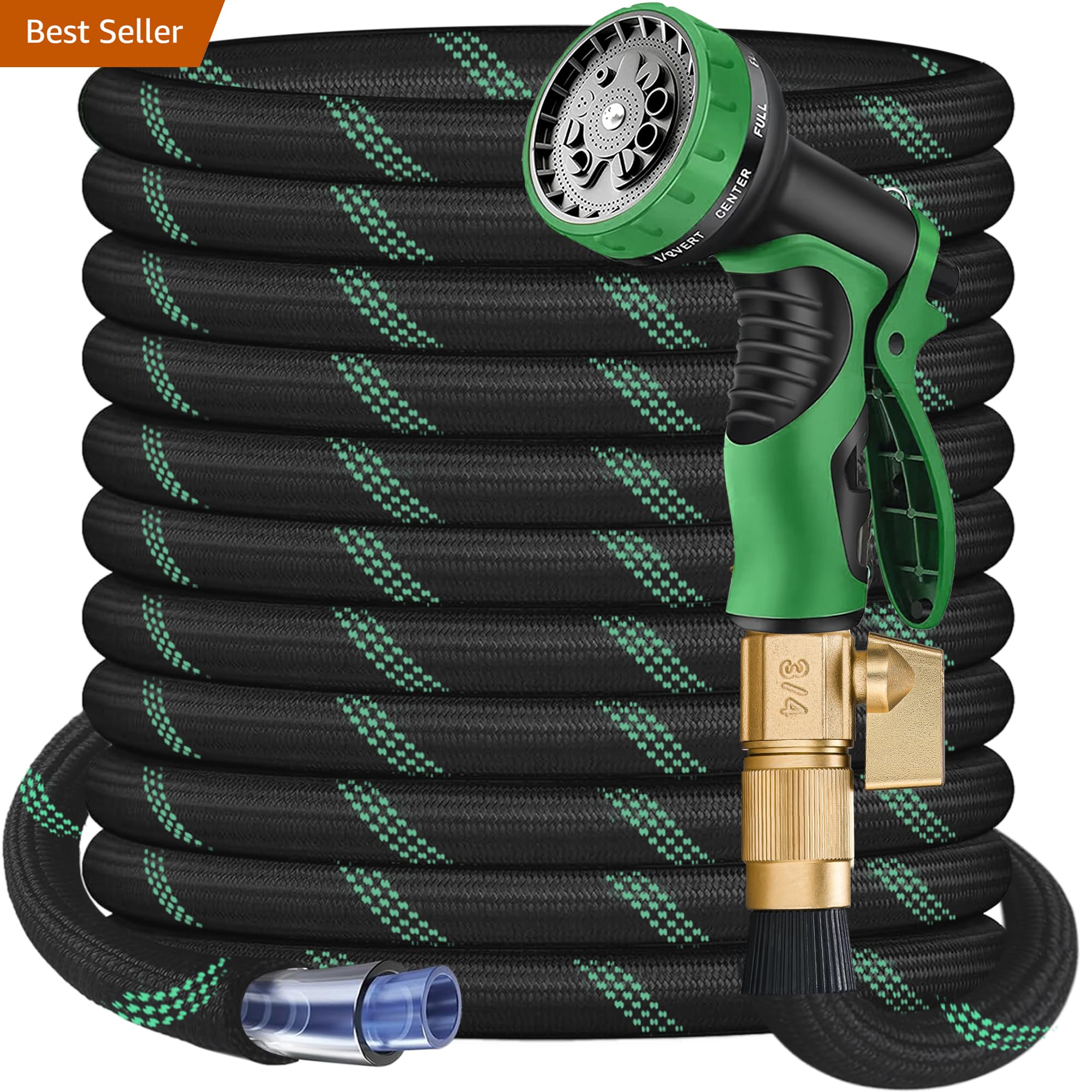 Photo 1 of 100 ft Garden Hose - 2025 New Upgraded Flexible Water Hose - Ultra Lightweight Kink-free Car Washing Pipe with 10 Function Sprayer and 3/4" Solid Brass Fittings - Durable,Leak proof Garden Hoses