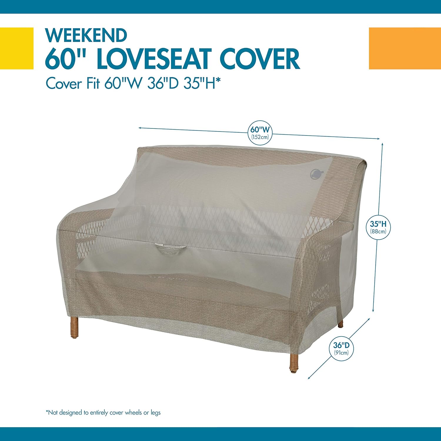 Duck Covers Weekend Water-Resistant 60 Inch Patio Loveseat Cover with Integrated Duck Dome, Moon Rock: Kitchen & Dining