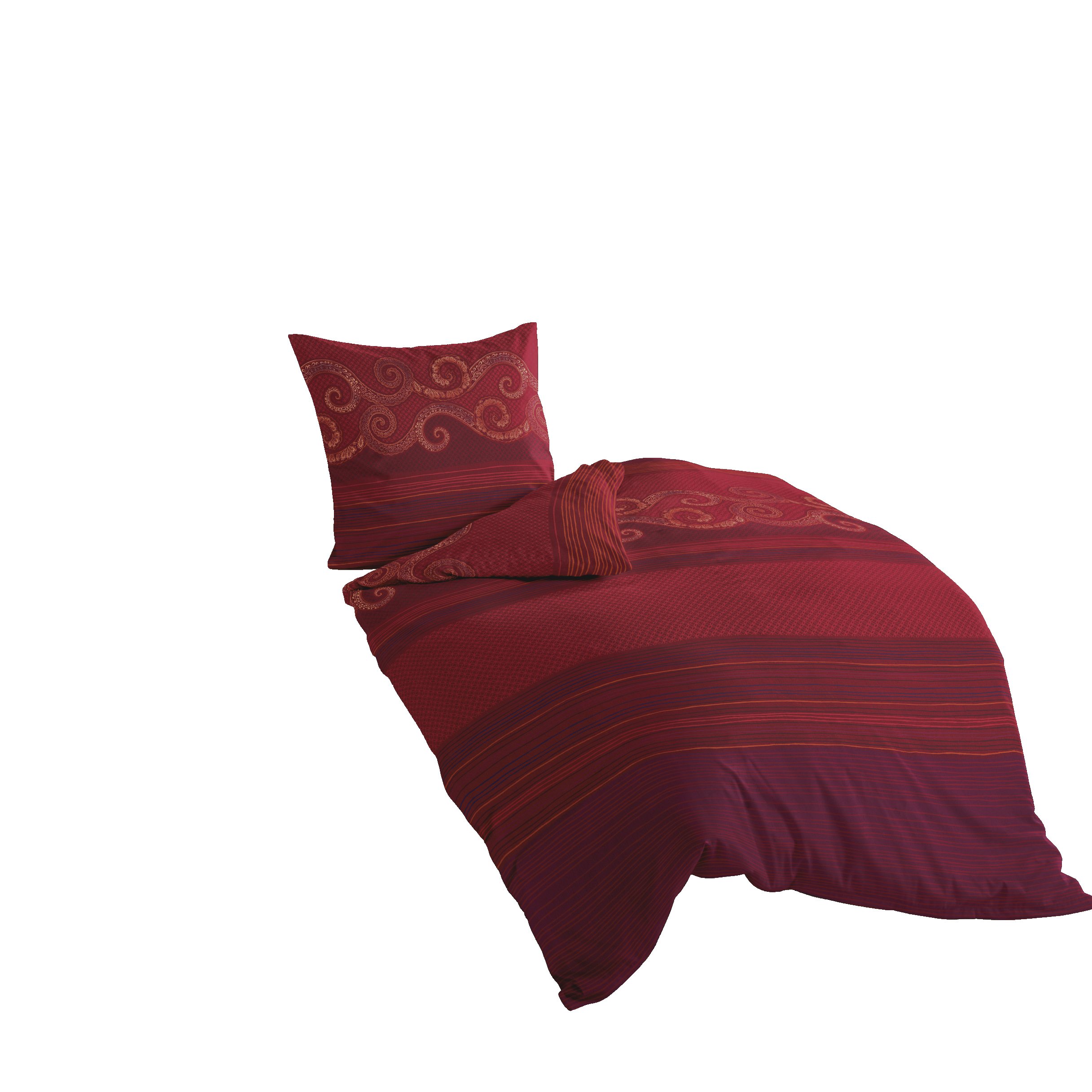 Bierbaum Bed Linen 4429, Maco Satin, Designed in Germany, Red 04, 135 x 200 + 80 x 80 cm