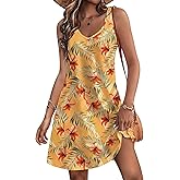 HOTOUCH Women's Casual Sundress with Pockets Summer Beach Dress Floral T-Shirts Dress V Neck Loose Tank Dresses
