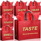 Sweetude Valentine's Day 5 Senses Gift Bags for Him Her with Handles Tissue Paper Five Senses Gift for Anniversary Birthday(Red)