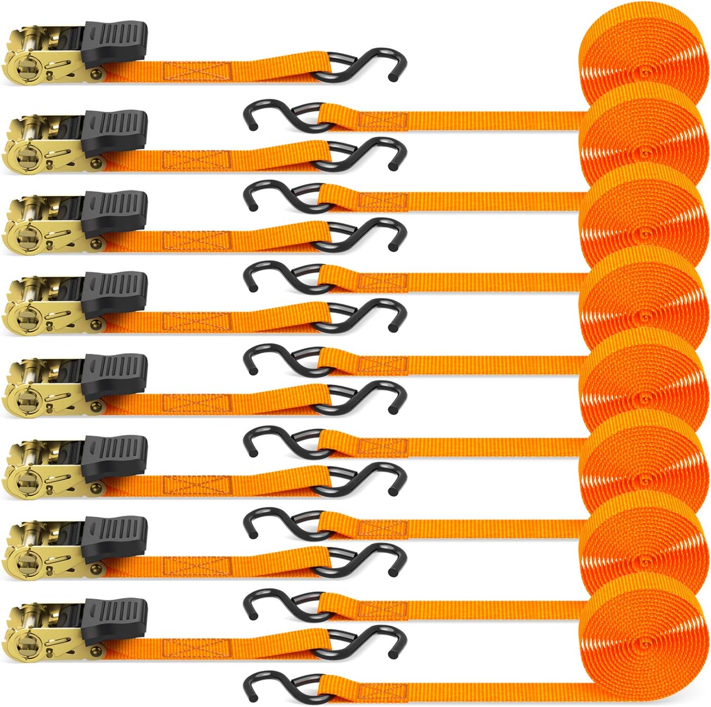 Ratchet Straps with Hook 8 Pack