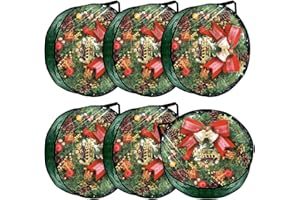 SENENQU 6 PCS Clear Wreath Storage Bag, 24x8 Inch Christmas Wreath Storage Container, PVC+PE Wreath Protector with Handle for Xmas Holiday Seasonal Wreath Garland (Green)