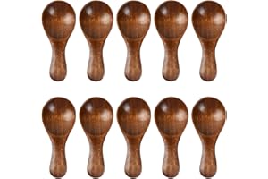 Dokpav 10 Pcs Small Wooden Spoons, 3.3 Inch Mini Condiment Spoon, Handmade Spoon with Short Handle for Kitchen Coffee Spices 