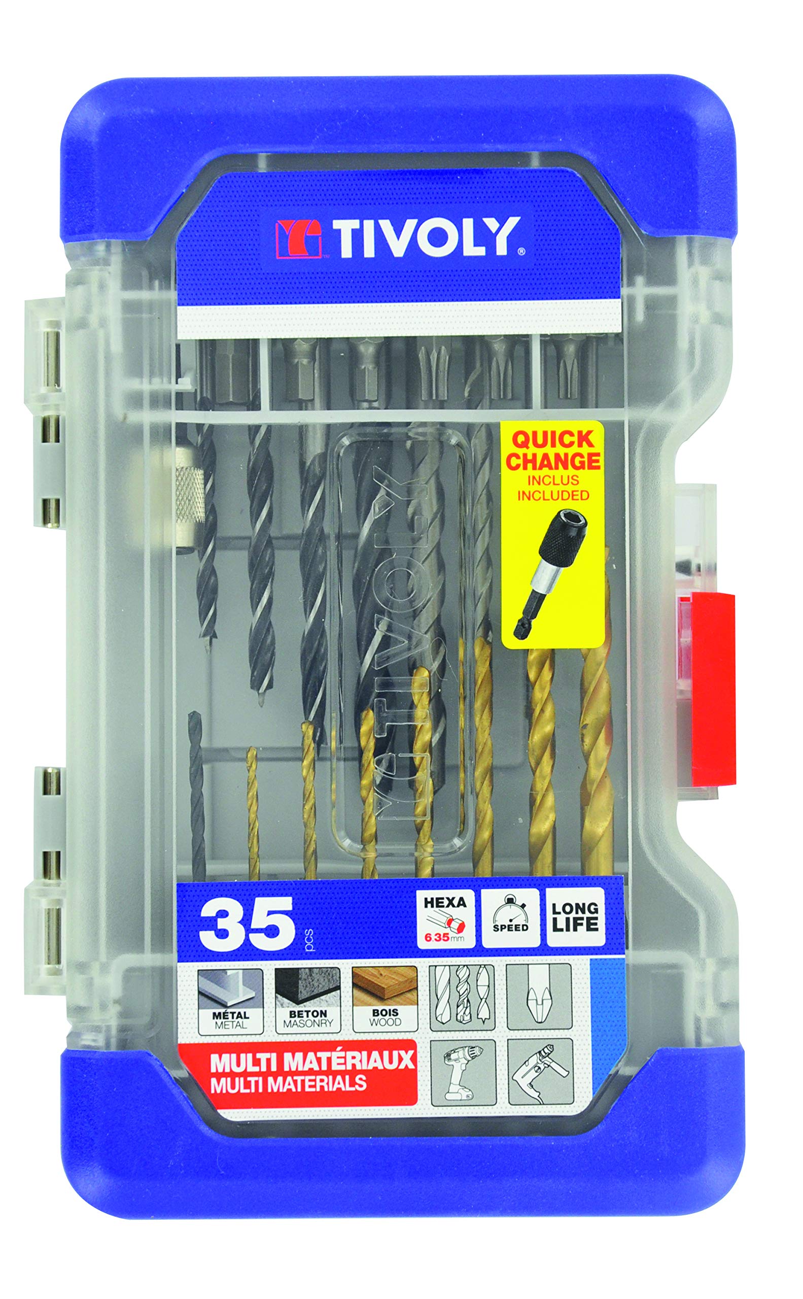 TIVOLY 11901170049 Mixed 1/4" Hex Shank Drill Bits and Screw Bit Set (35pieces)