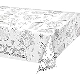Gatherfun Disposable Fall Thanksgiving Color-in Paper Tablecloth Decoration，Turkey Thanksgiving Day Paper Table Cover for Autumn Children School Party Decor-54 x 88 in