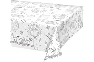 Gatherfun Disposable Fall Thanksgiving Color-in Paper Tablecloth Decoration，Turkey Thanksgiving Day Paper Table Cover for Autumn Children School Party Decor-54 x 88 in