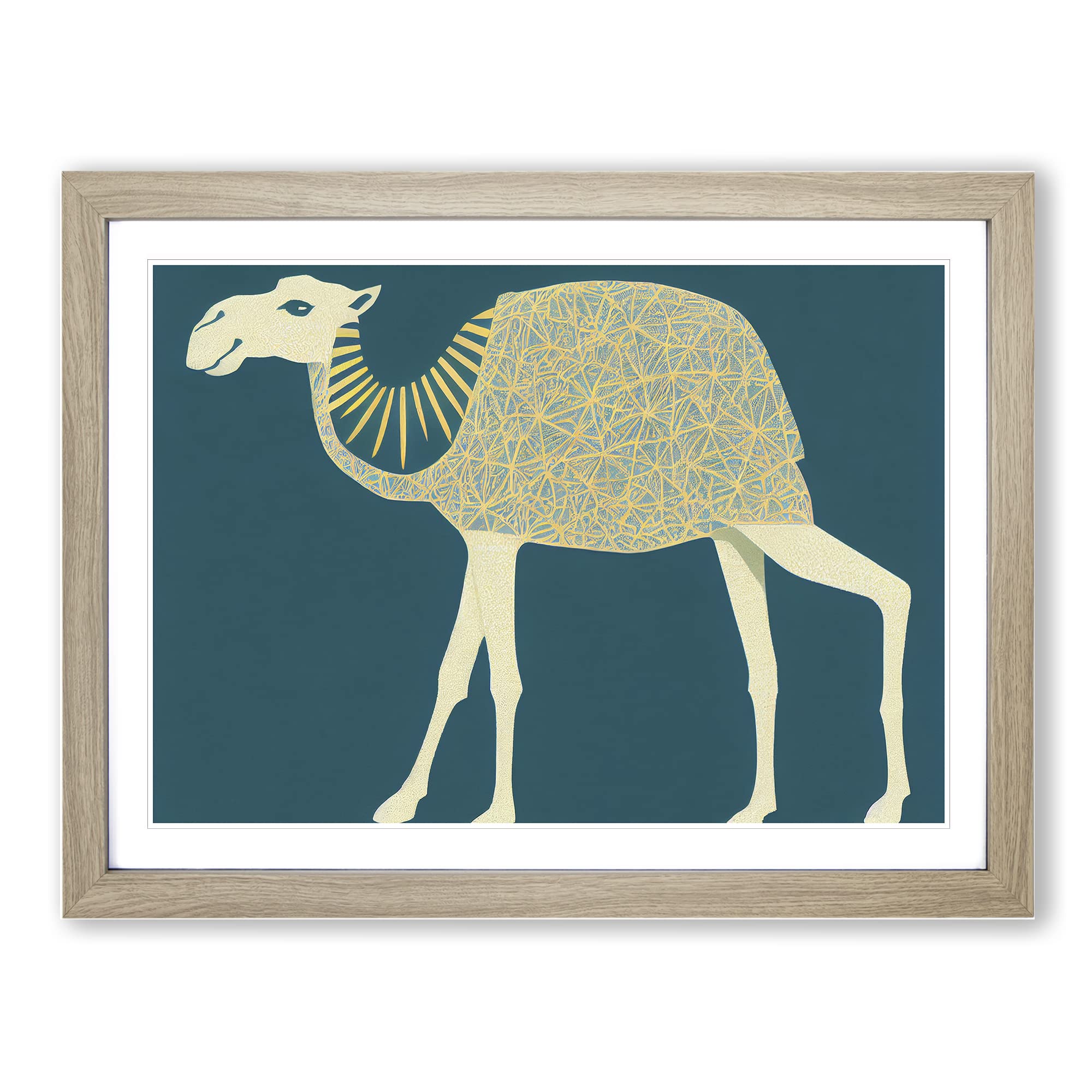 Ultimate Camel BLK Framed Print | A4 Oak Framed Wall Art | Ready to Hang | Modern Animal Picture | Living Room Bedroom Lounge Office