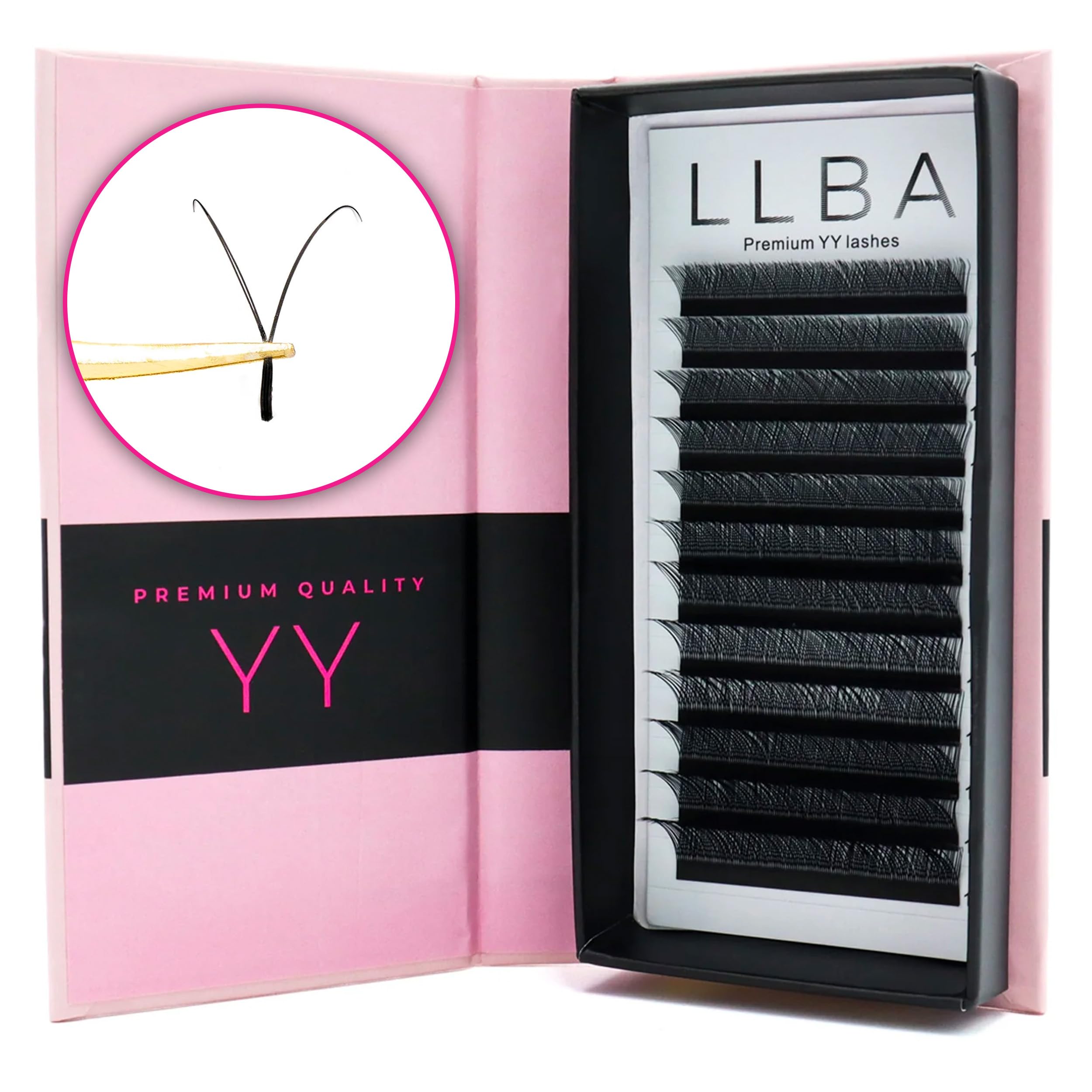 LLBA YY Eyelashes Extensions - 2D Fans Volume Eyelashes D Curl 0.07mm Thickness 12mm Length, Full Fluffy Volume Look, Long Lasting & Easy Application — image 1