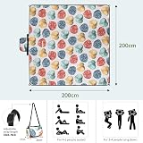 HAUSPROFI Waterproof Picnic Blanket 200x200cm with Carry Strap - Colorful view 3