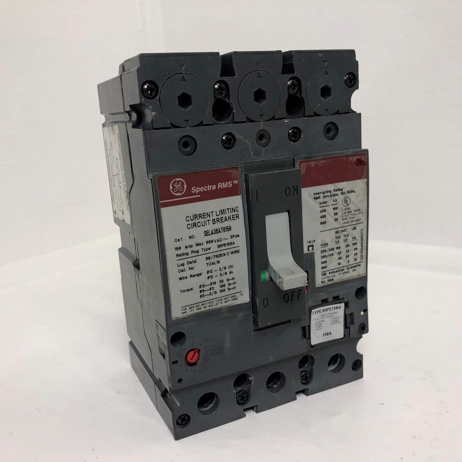 GE SELA36AT0150 BoltOn Mount Type SEL Molded Case Circuit Breaker 3