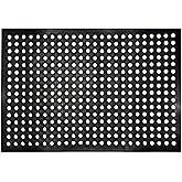 Nexboraque Anti Fatigue Rubber Floor Mats, 24 x 36 Inch Non-Slip Restaurant Mat Door Mat Drainage Mat for Indoor Outdoor Wet Area, Pool Entry, Garden - Black