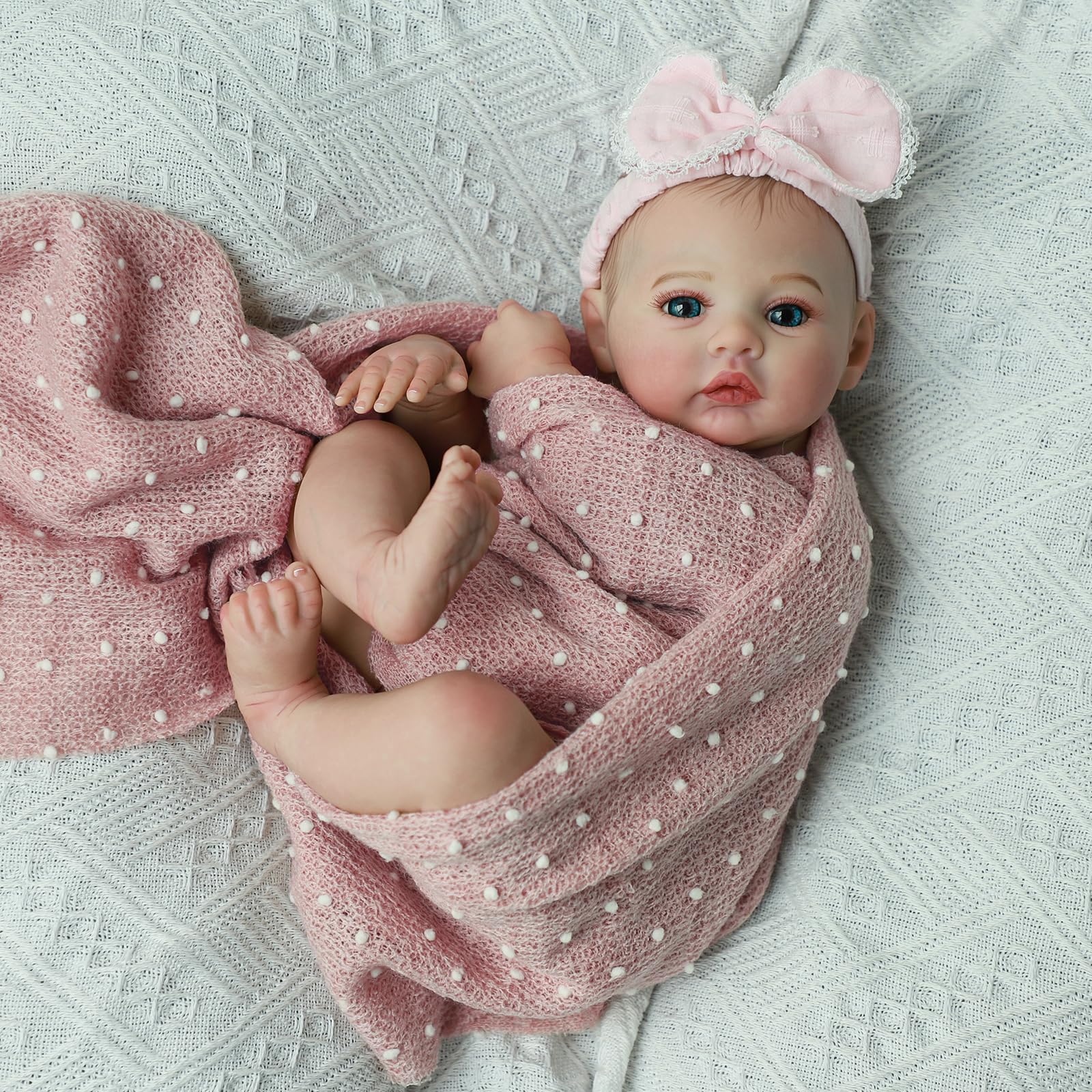 Realistic Reborn Dolls Girl - 18 Inch Lifelike Newborn Eyes Open Doll Real Life with Soft Weighted Body, Advanced Painted Gift Set for Kids Age 3+…