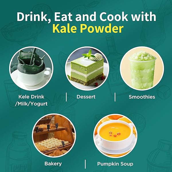 HUDETEX KALE POWDER ORGANIC – GREEN JUICE POWDER FOR KALE DRINK，SUPPORTS IMMUNE SYSTEM & DIGESTIVE FUNCTION,KEEP YOUTH,RICH IN DIETARY FIBER & MINERAL, VEGAN, 10 OZ