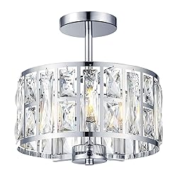 Semi Flush Mount Ceiling Light, 12 Inch Crystal