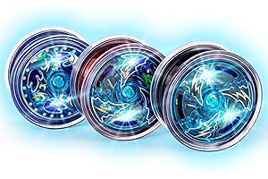 ArtCreativity Light Up Metal Yoyos for Kids, Set of 3, Classic Yo-Yo Toys with Flashing LEDs, Light-Up Birthday Party Favors,