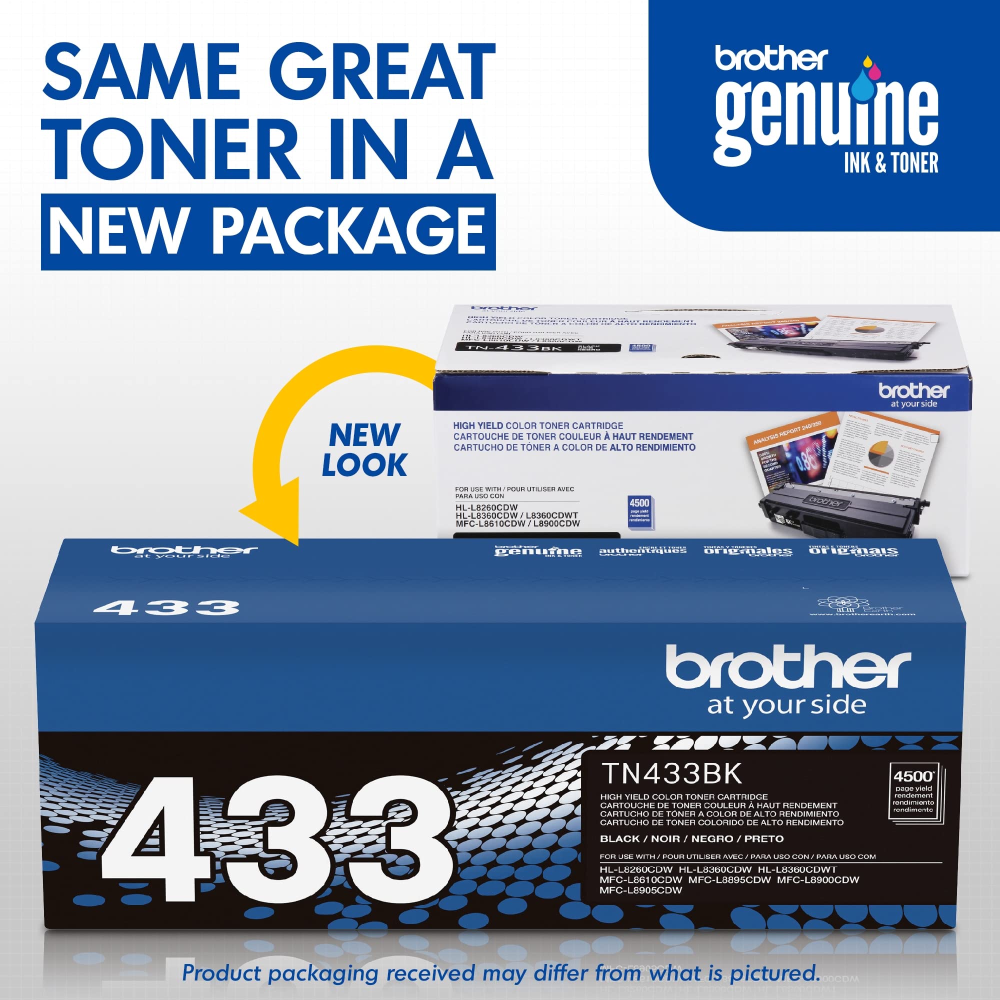 Brother Genuine TN433BK High Yield Toner-Retail Packaging , Black, 1 Size