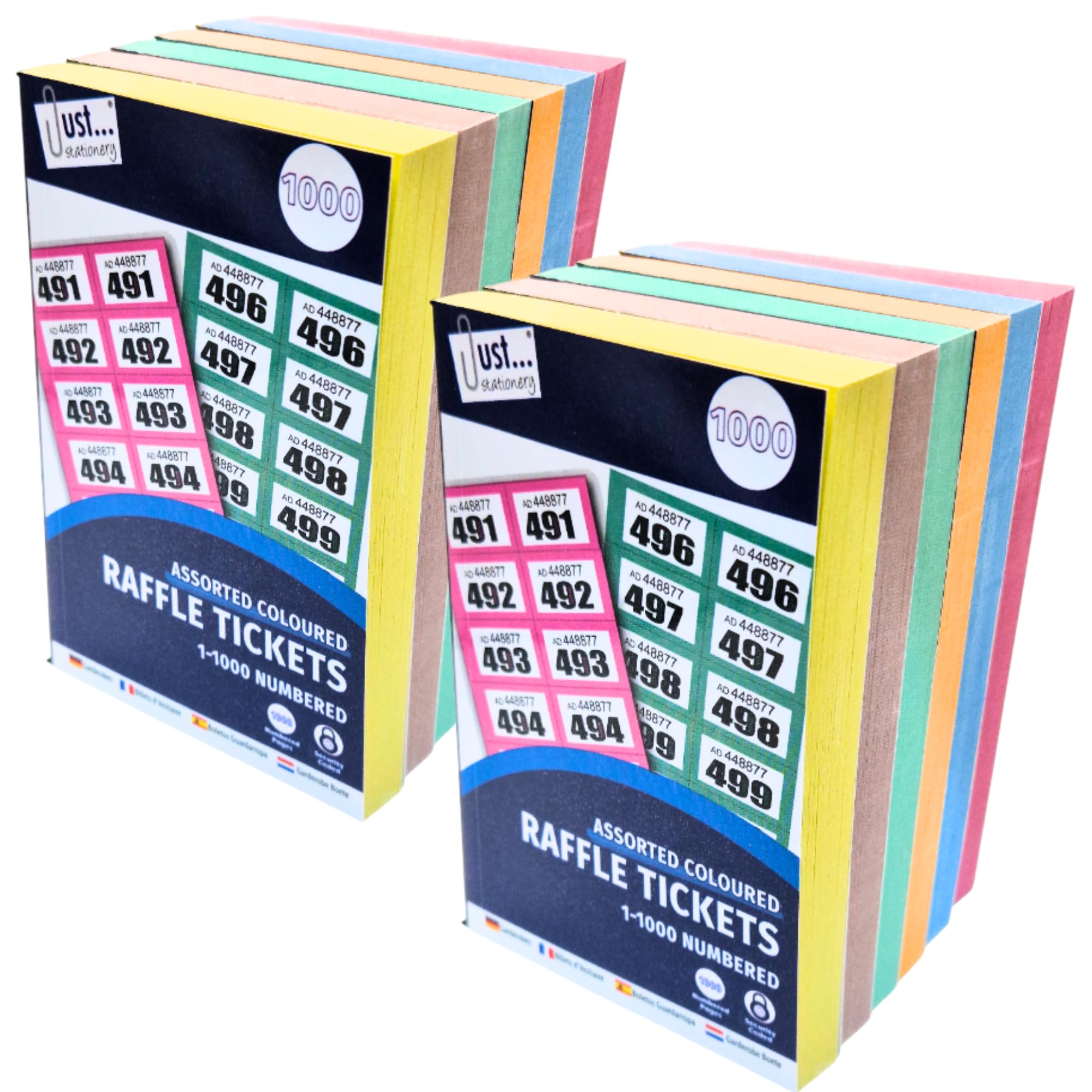 ZEBTON Raffle Tickets Books 1-1000 12 Pack, Cloakroom Tickets Lucky Draw Tombola Draw Prize Draw and Charity Events Assorted Colors (12)