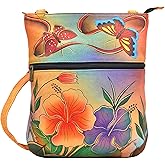Anna by Anuschka Women's Hand-Painted Genuine Leather Slim Cross Shoulder Bag