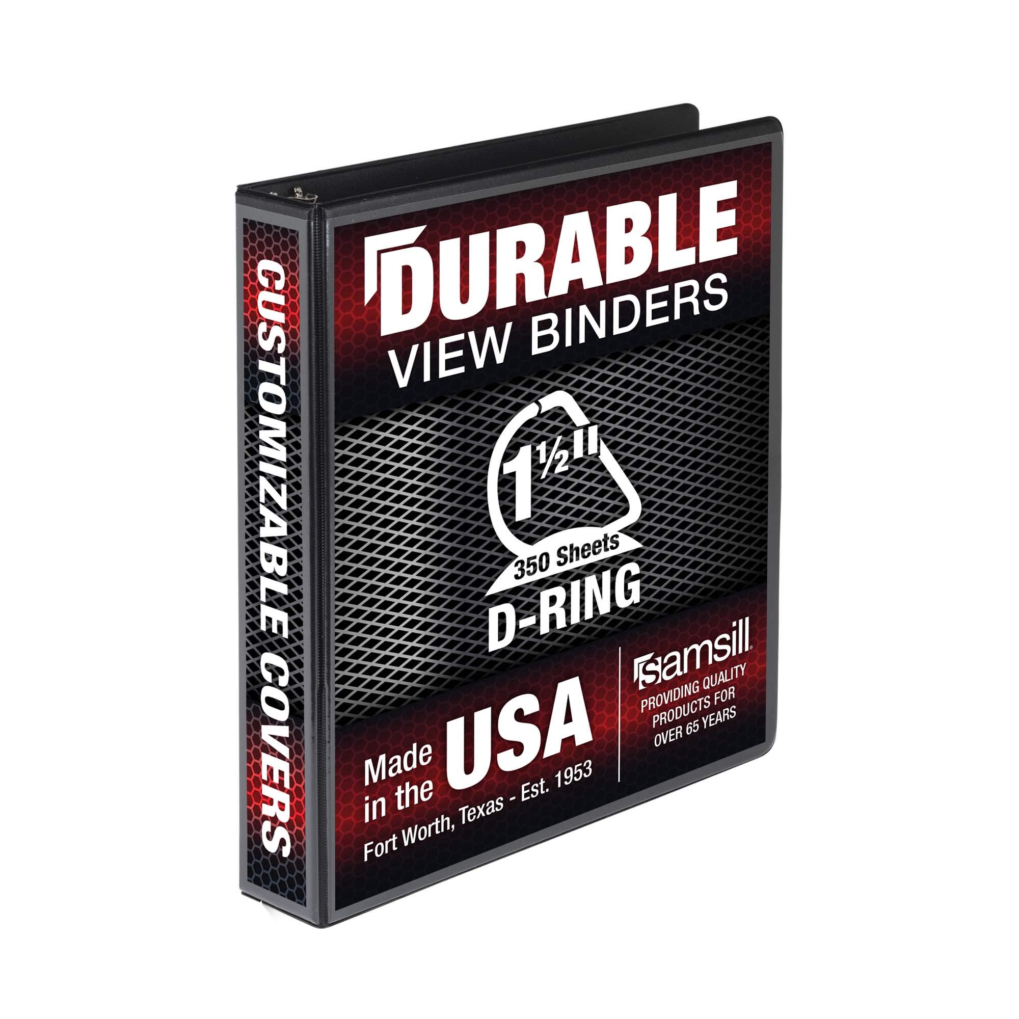 Photo 1 of Samsill Durable 1.5 inch 3 Ring Binder, Made in USA, D Ring Binder, FSC 100% Recycled Chipboard, Black