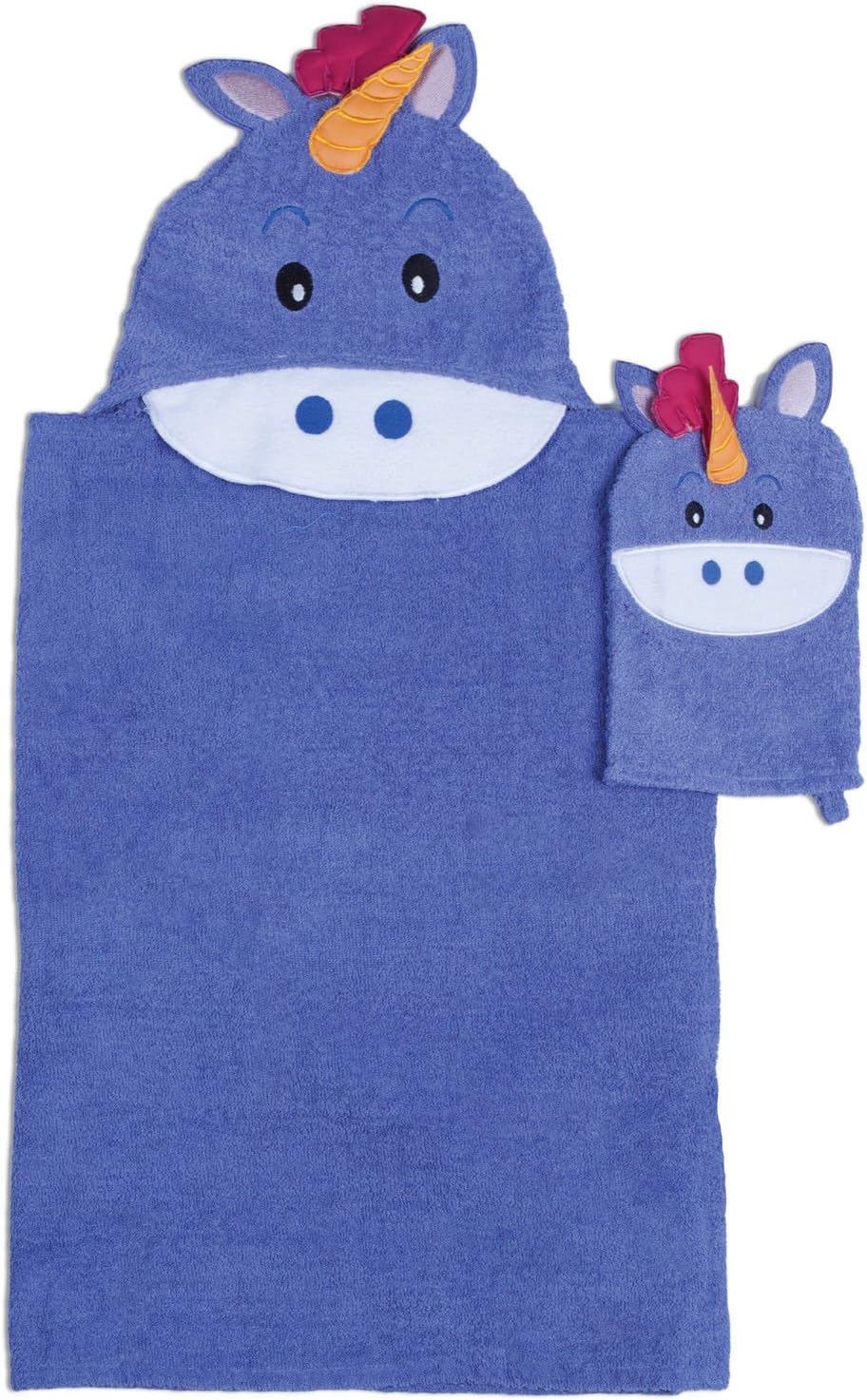Adorable Unicorn Hooded Bath Wrap for Tub Time with Bath Mitt