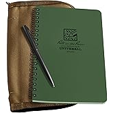 Rite in the Rain Weatherproof Side Spiral Kit: Tan CORDURA® Fabric Cover, 4.625" x 7" Green Notebook, and Weatherproof Pen (No. 973-KIT)