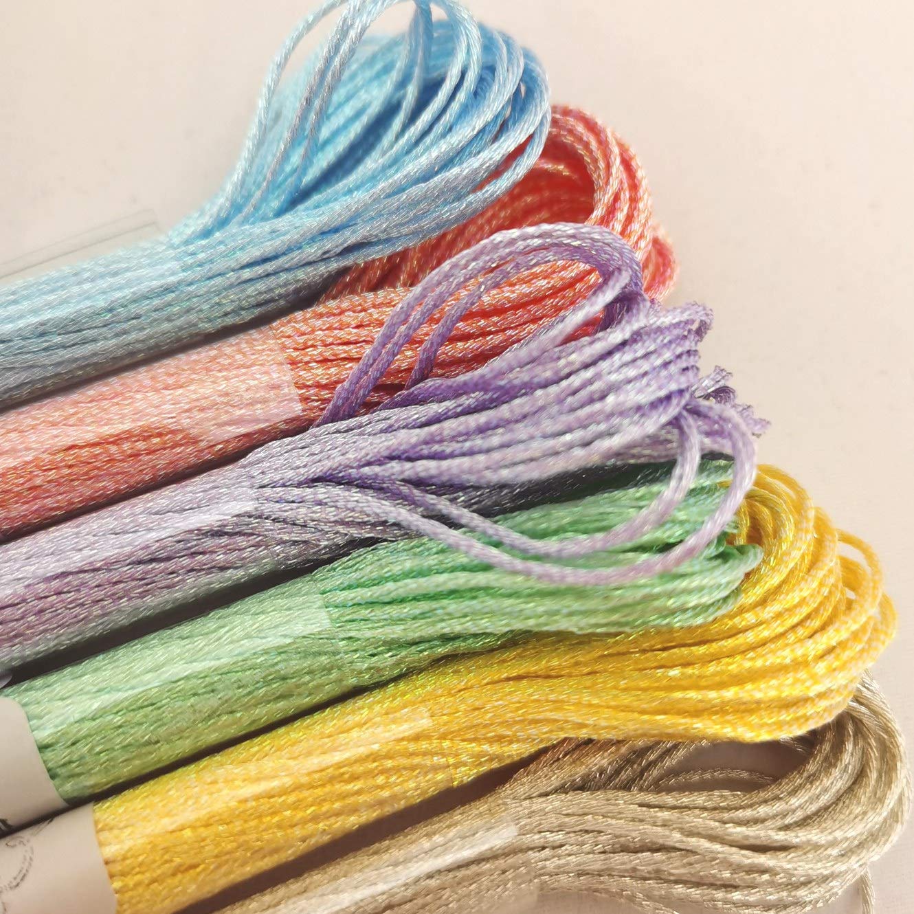 KCS 6 skeins 6-Strand Cross Stitch Metallic Variegated Pearl Shiny Embroidery Floss (Solid Color 3)