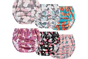 Joyo roy 6Pcs Waterproof Cloth Diaper Cover Reusable Plastic Training Pants for Toddlers Plastic Diaper Covers for Baby Girls Leak Proof Rubber Pants for Potty Training Covers for Cloth Diapers 6T