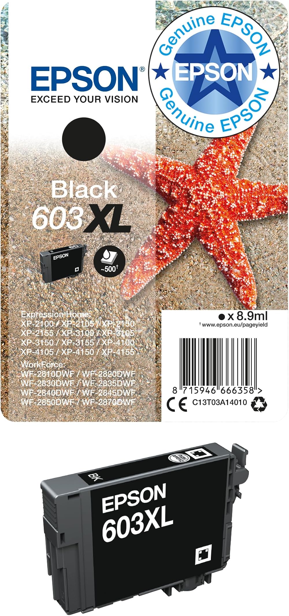 Epson 603XL Black High Yield Genuine Ink Cartridge