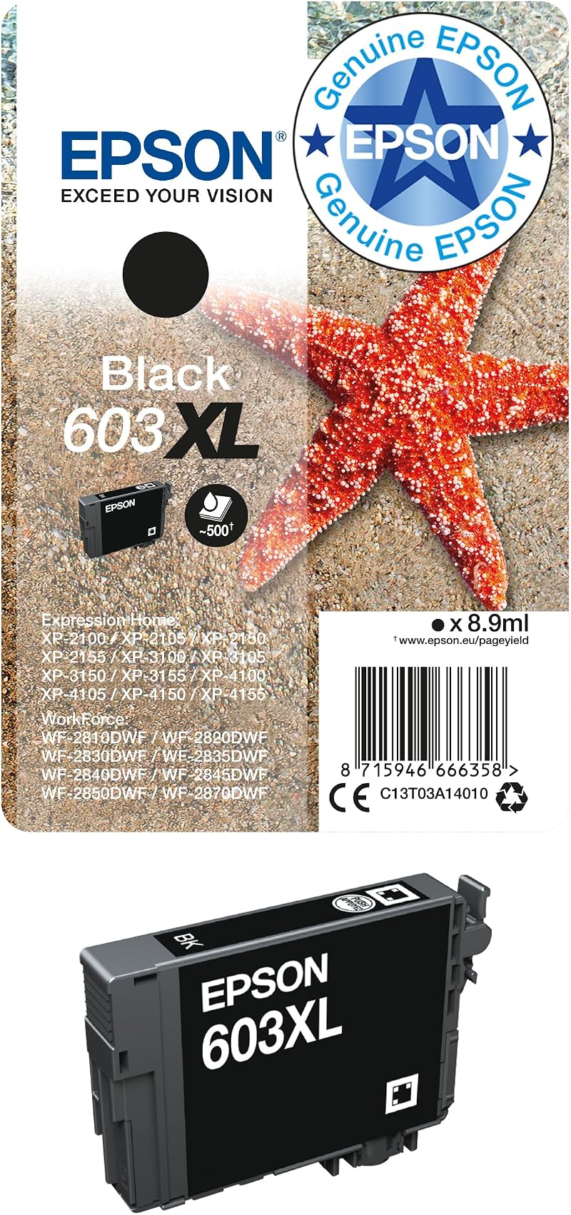 Epson 603XL Black High Yield Genuine Ink Cartridge