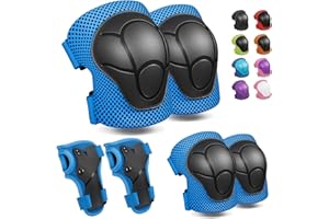 CKE Knee Pads for Kids Knee Pads and Elbow Pads Toddler Protective Gear Set Kids Elbow Pads and Knee Pads for Girls Boys with Wrist Guards 3 in 1 for Skating Cycling Bike Rollerblading Scooter-Blue M