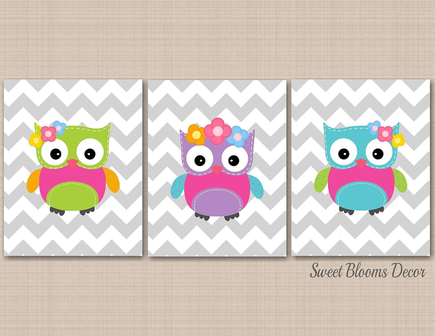 Owl Nursery Wall Art,Owl Baby Room Decorations,Owl Wall Art