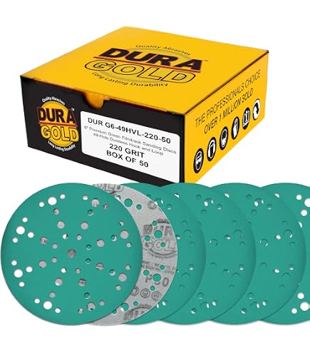POWERTEC 6" Hook & Loop Sanding Discs - 60 Grit, Gold, 50 Pack (45206G-50)