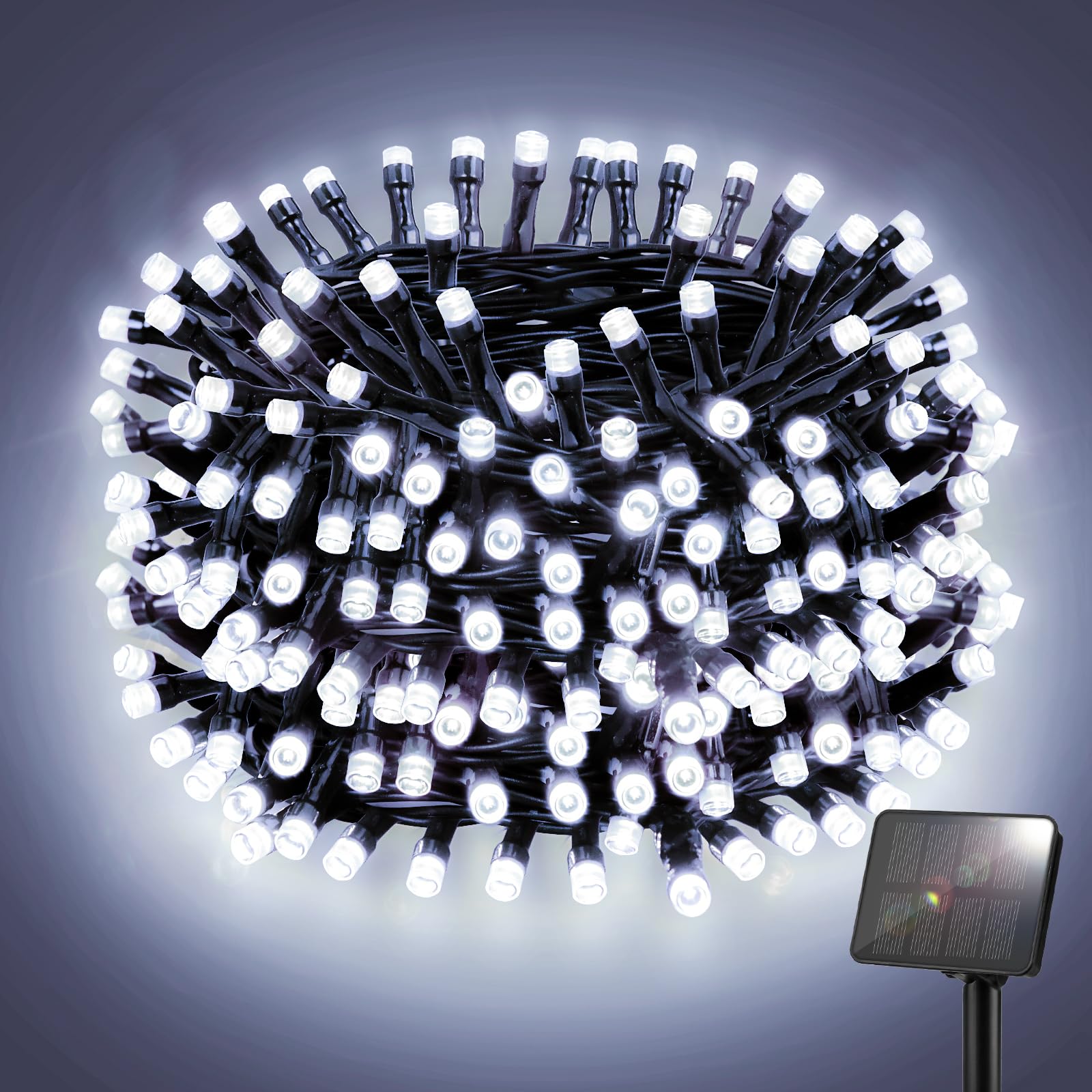 FFZZKJ Solar String Lights Outdoor Garden 50LED 5M 16.4FT Garden Lights Solar Powered Waterproof 8 Modes for Patio/Yard/Tree/Gazebo/Terrace/Party/Wedding - Cold White — image 1