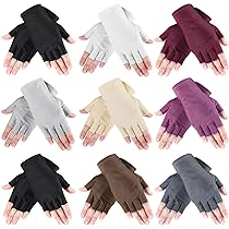 Amazon.com: 9 Pairs Summer Fingerless Gloves Half Finger Sun ...