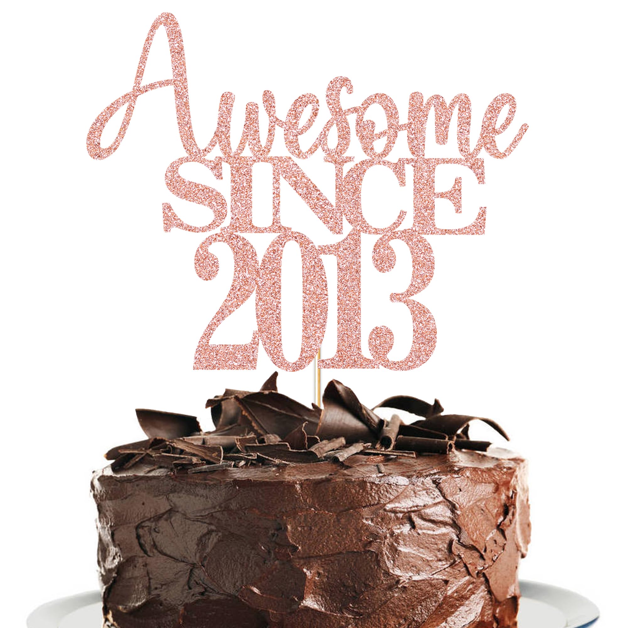Photo 1 of 12th Awesome since 2013 Cake Topper Cheers to 12 Years Birthday Cake Pick 12 Fabulous Cake Decoration for Happy 12nd Birthday Anniversary Party Cake Decorations Supplies (2013, Rose gold)