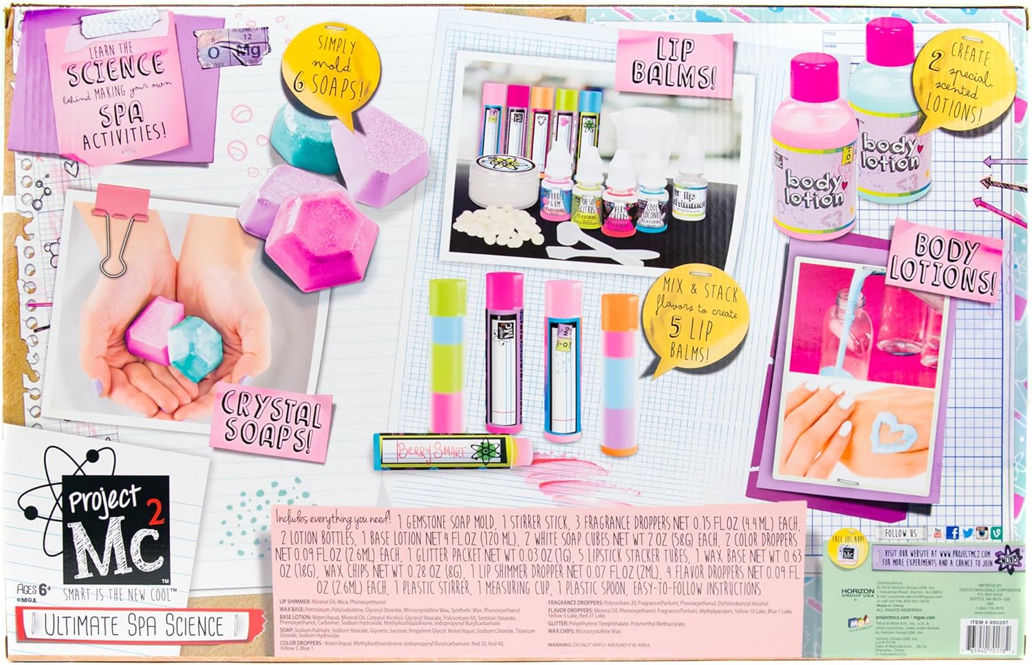 Project Mc2 Ultimate Spa Studio Stem Science Cosmetic Kit by Horizon Group USA, Make Your Own Crystal Soaps,5 DIY Lip Balms & Fragrant Body Lotions, Choose Between 6 Scents & More, Multicolored: Toys & Games