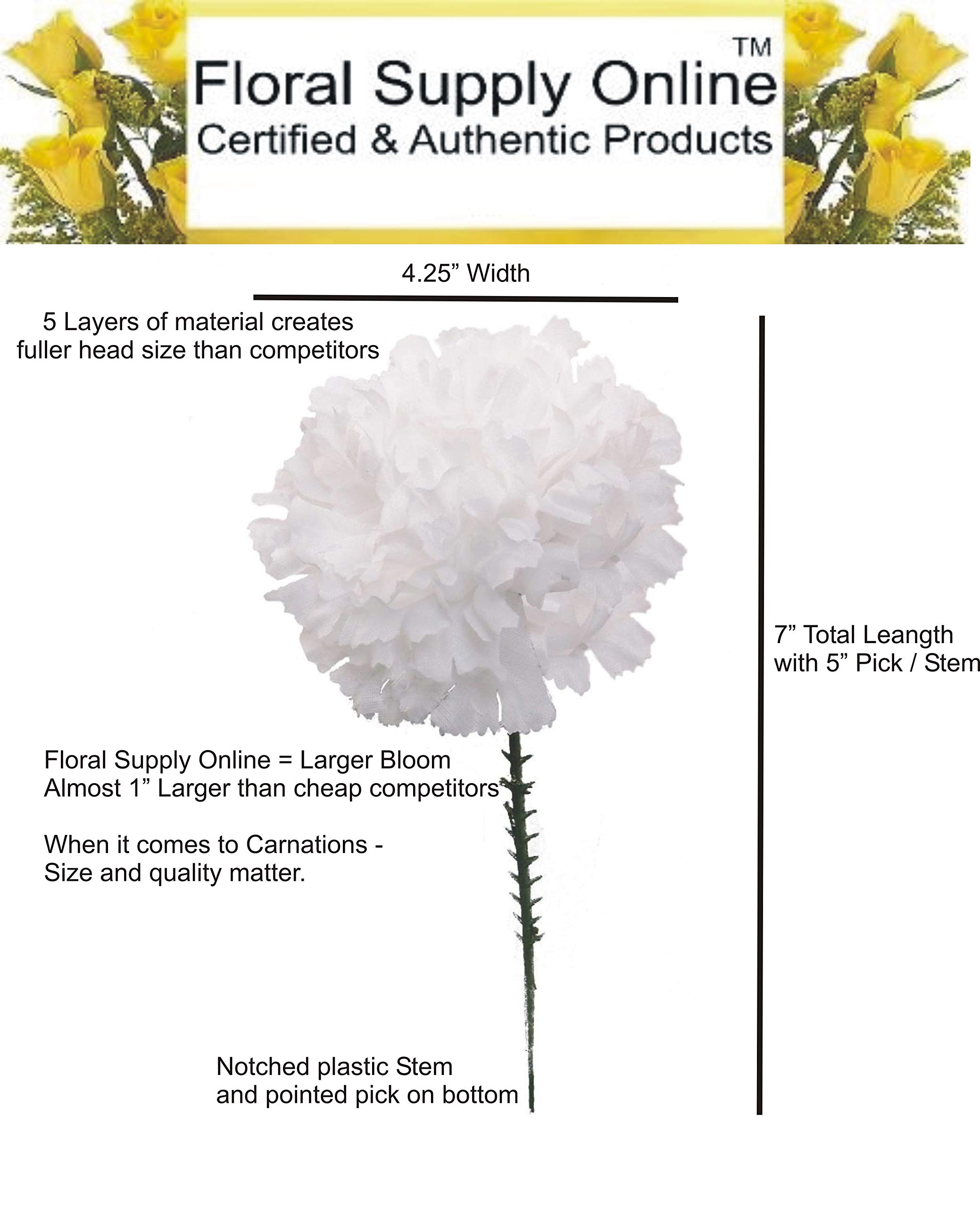 Floral Supply Online 4.25" Silk Carnations on Stem Pick Featuring