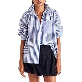 Megfie Womens Roll Up Shirt Button Down Shirt Ruffled Collar Casual Loose Blouses Tops Spring Fall Tops