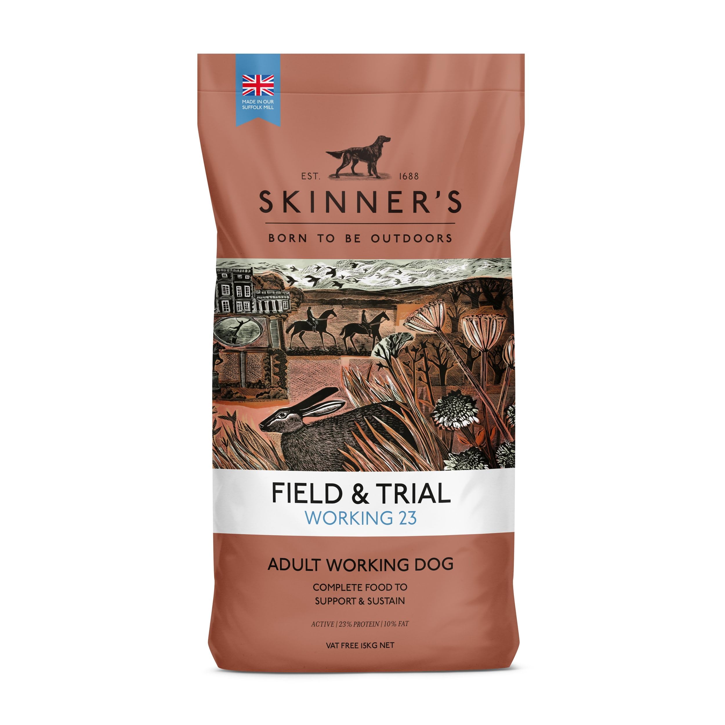 Skinners Field & Trial Working 23, 2.5kg, Complete Dry Adult Dog Food, For Active Dogs, with Beef